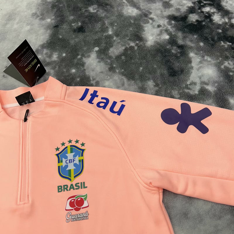 Sweat Zippé Brésil Rose Saumon