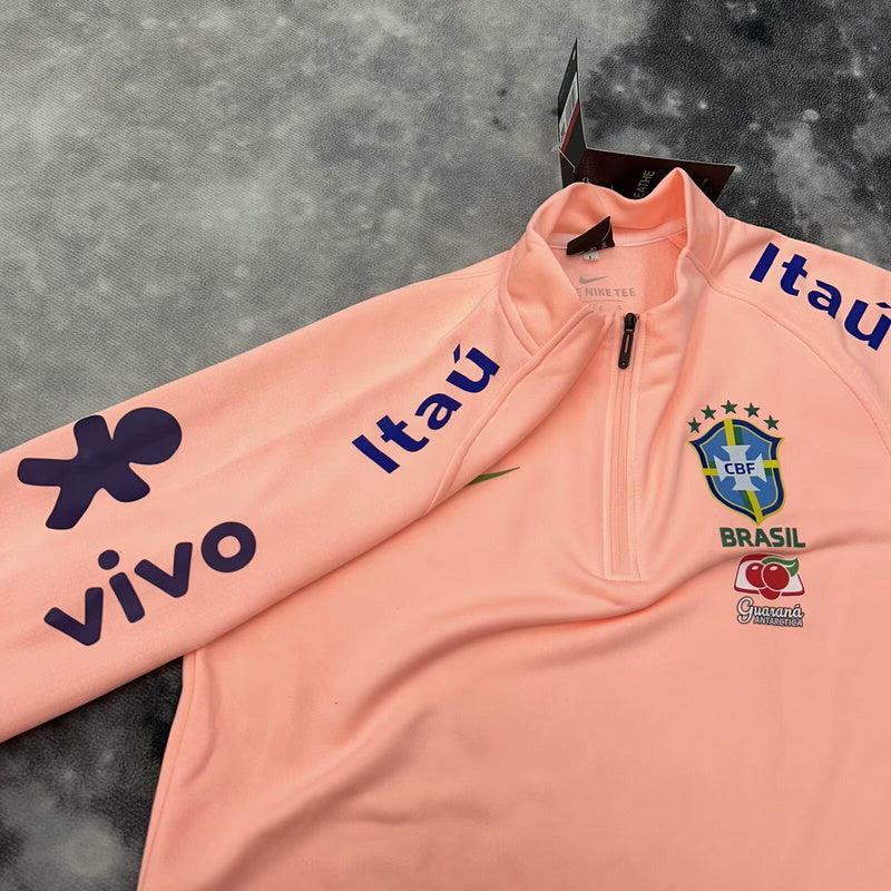 Sweat Zippé Brésil Rose Saumon