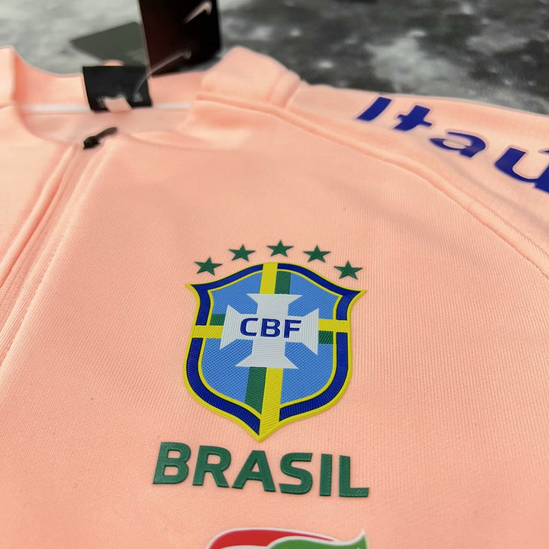 Sweat Zippé Brésil Rose Saumon